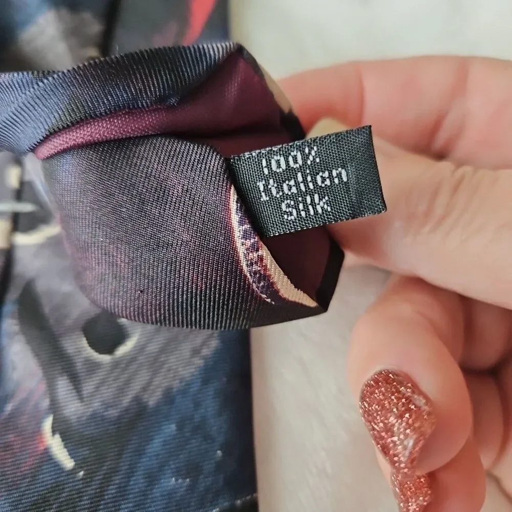 J.T. Beckett 100% Silk ‎ Modernistic/Impressionist Blue, Maroon, Grey Necktie